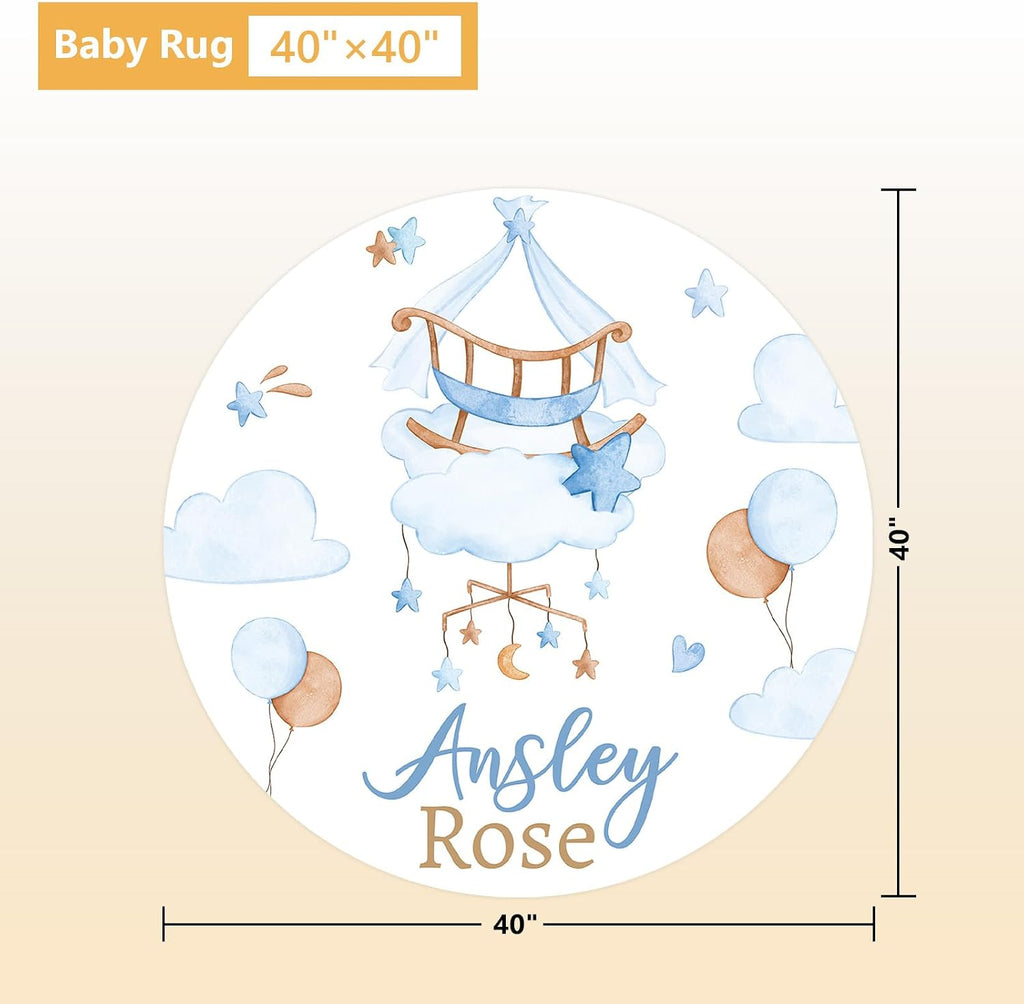 Terwex Personalized Baby Crib Bedding Set, 5 Pcs Custom Name Baby Crib Set with Double Layer Blanket, Soft Blue Moon Bear Nursery Bedding Set for Girls Boys, Customized Gifts for Toddlers Infants