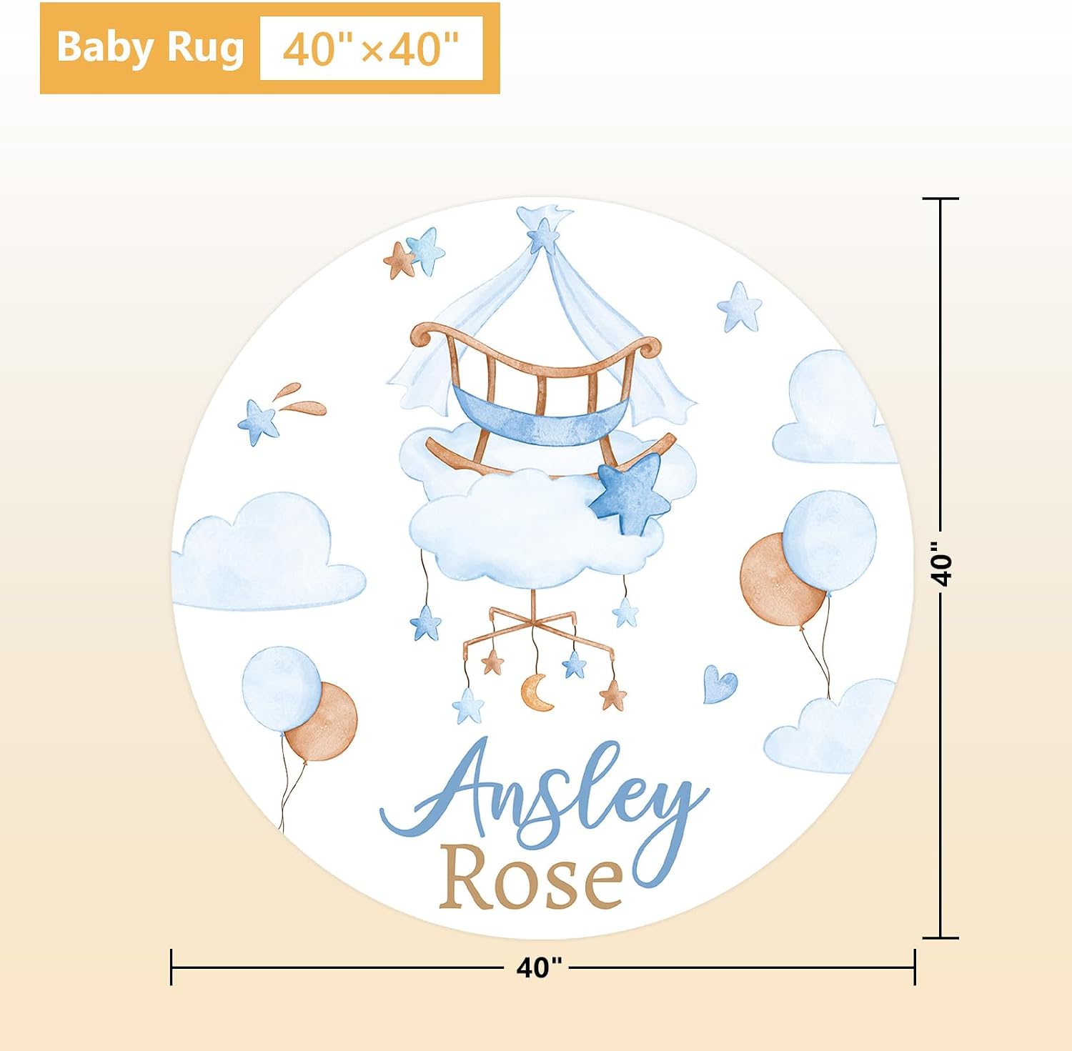 Terwex Personalized Baby Crib Bedding Set, 5 Pcs Custom Name Baby Crib Set with Double Layer Blanket, Soft Blue Moon Bear Nursery Bedding Set for Girls Boys, Customized Gifts for Toddlers Infants