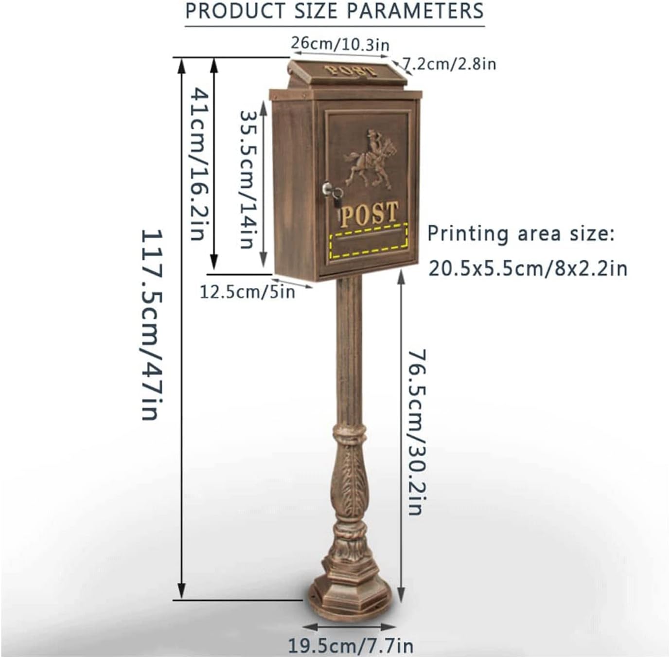 Exquisite Mailbox Vintage Post Box with Lock and Key Mailboxes with Cover for External Curbside Locking Security Mailbox Post Mount Drop Box Safer