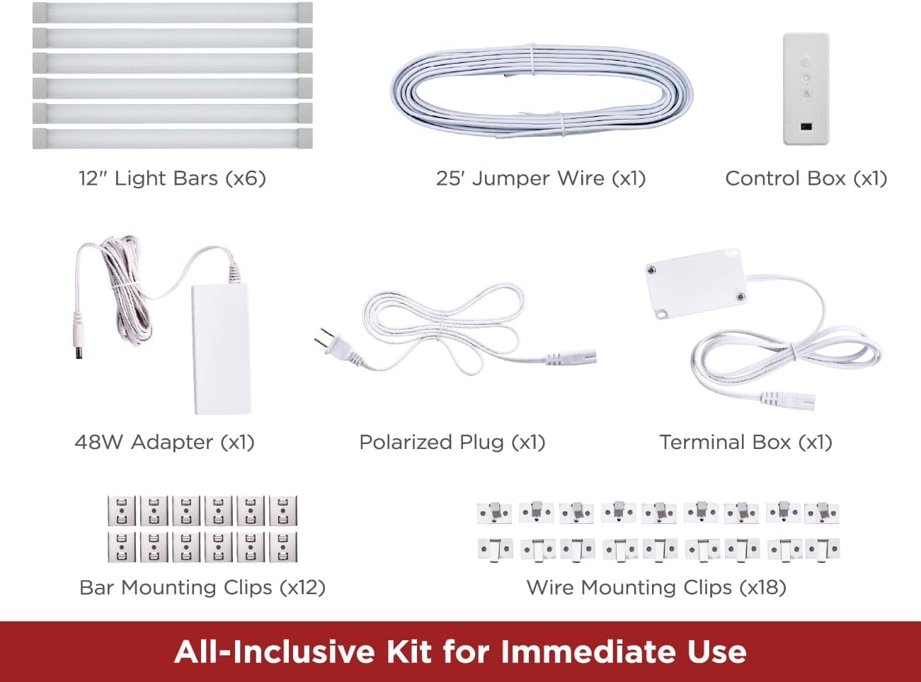 PureOptics LED Professional Push Wire® Matter Certified Smart Under Cabinet Lighting Kit, Adjustable White and RGB LEDs, Works with Alexa, Apple Home, Google Home, (6) 12' Bars