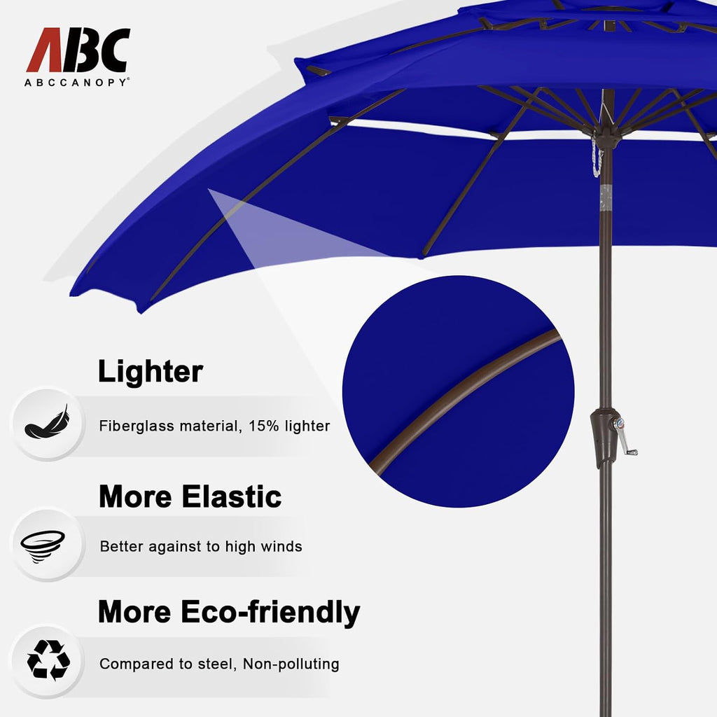 ABCCANOPY 11Ft 3 Tiers Market Umbrella, Outdoor Table Umbrella for Patio, Deck, Backyard (Blue)