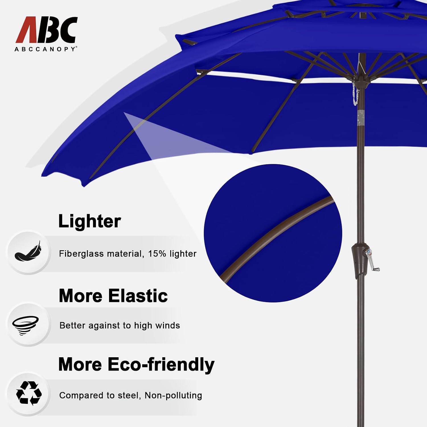 ABCCANOPY 11Ft 3 Tiers Market Umbrella, Outdoor Table Umbrella for Patio, Deck, Backyard (Blue)