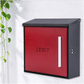 Wall Mounted Mailbox with Brushed Finish, Aluminum Handle, Noise-Reducing Pad, Folded Rain Protection Design, Wall Mounted Metal Mailbox with Lock for Home(Wine red,36X33X12CM_Key)