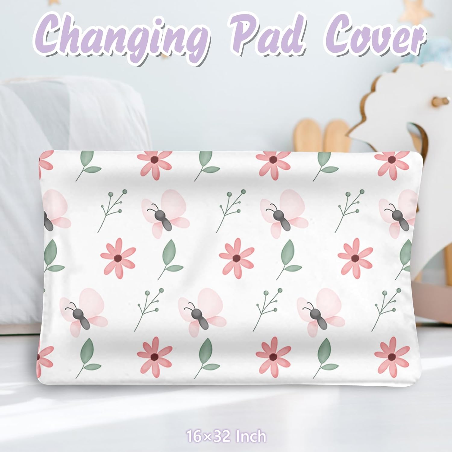 Custom Baby Crib Bedding Set, 5 PCS Personalized Name Baby Crib Sets for Girls Boys, Cute Rabbit Theme Nursery Bedding Sets for Infant Toddler, Double Layer Flannel Bed Set Customized Gifts