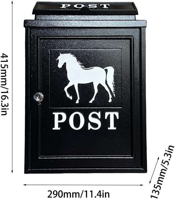 Rust-Proof Hanging Secured Postbox, Wall Mount Mailbox for Outside, Lockable Mailbox Security Lockbox Outdoor Retro Aluminum Post Box Secure(White)