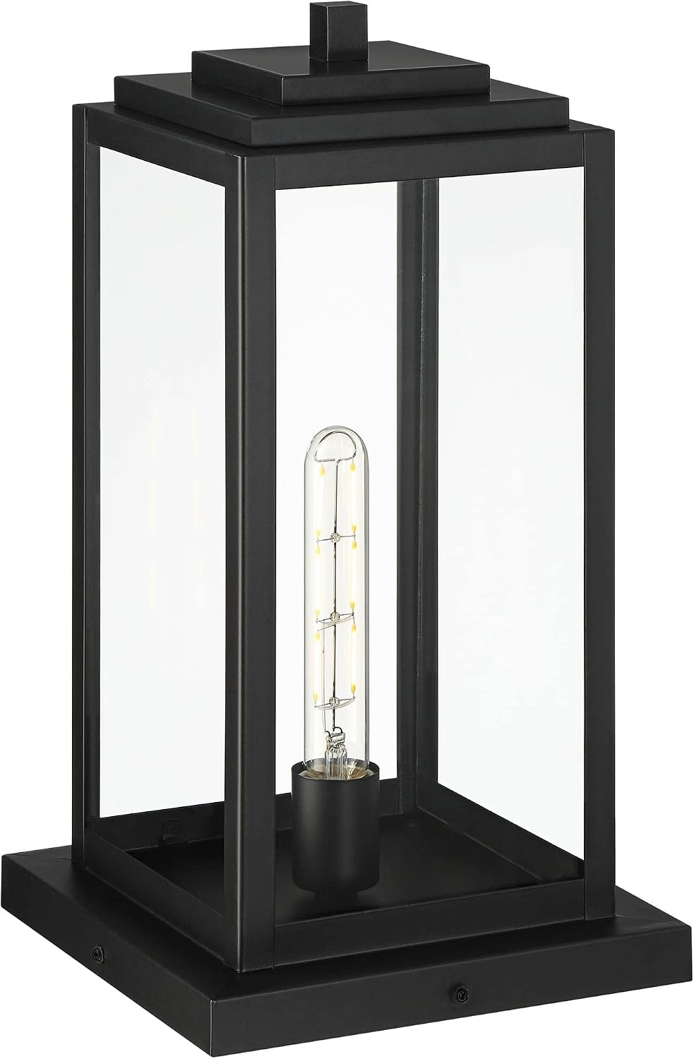 John Timberland Titan Modern Outdoor Pier Mount Light Matte Black 17' Clear Glass Shade for Post Exterior Barn Deck House Porch Yard Patio Outside Garage Front Door