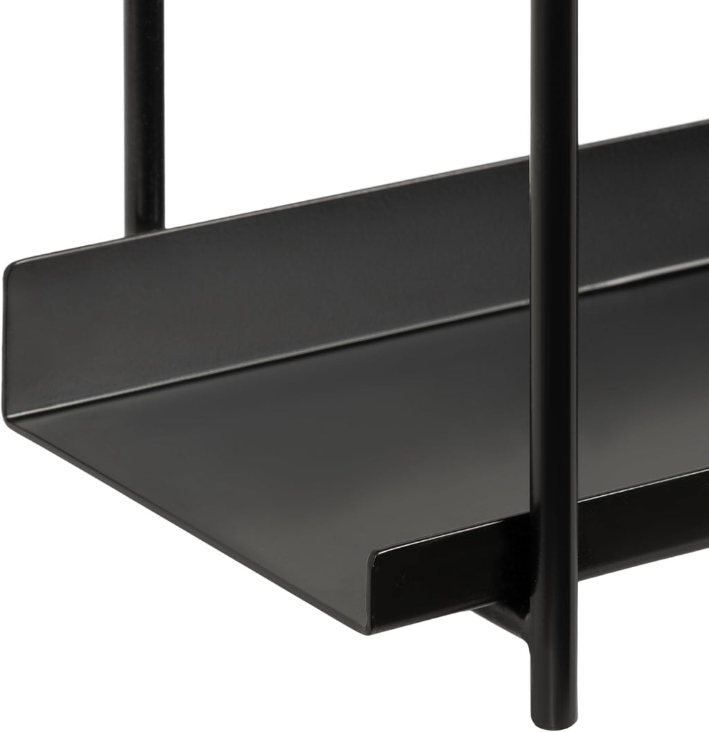 Kate and Laurel Dominic Modern Metal Bathroom Shelf; 28 x 7 x 15; Black; Contemporary Sleek 2-Tier Floating Shelves for Wall Decor; Display; and Over Toilet Storage