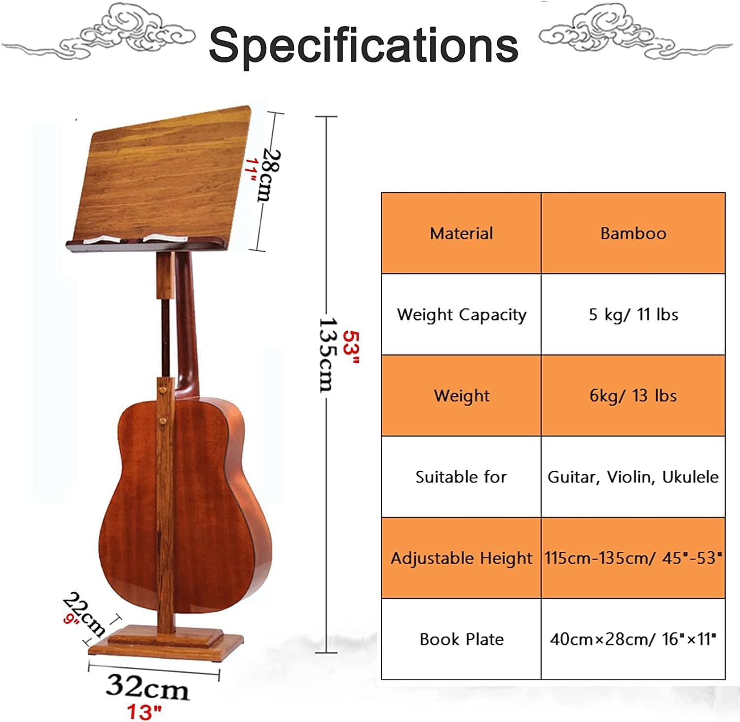 Music Stand Music Stands Heavy Duty Wooden Music Holder Portable Sheet Music Stands Vintage Style Adjustable Height Music Stands More Stable