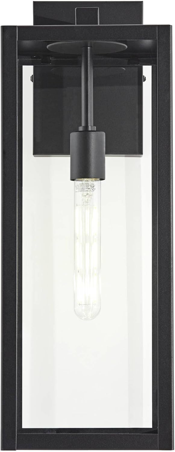 John Timberland Titan Modern Industrial Outdoor Wall Light Fixture Mystic Black Metal 20' Clear Glass Damp Rated for Exterior House Porch Patio Outside Deck Garage Yard Front Door Garden Home