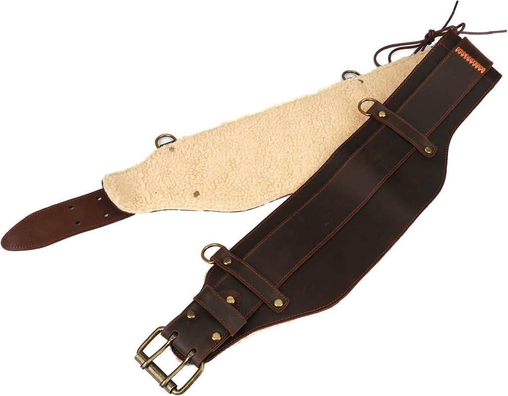 Tourbon Leather Construction Work Tool Belt with Suspenders for Men Faux Fleece Padded Heavy Duty Electrician's Combo Framing Carpenter Belts