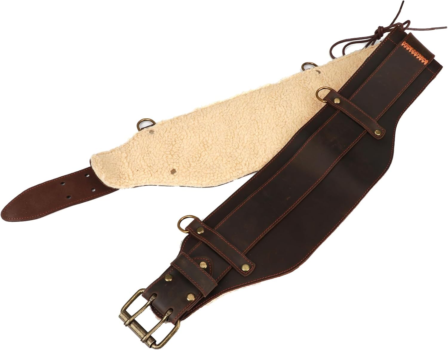 Tourbon Leather Construction Work Tool Belt with Suspenders for Men Faux Fleece Padded Heavy Duty Electrician's Combo Framing Carpenter Belts
