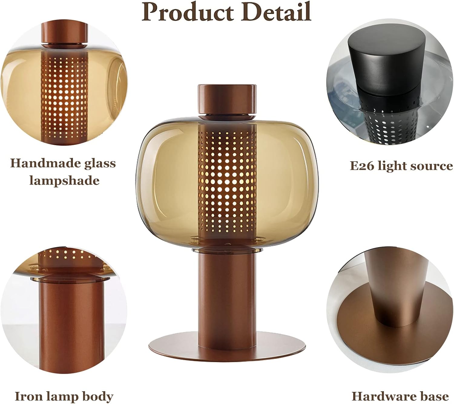 PURESILKS Modern Table Lamp Glass Shade Gold Base Minimalist Design Living Room Bedroom Office Coffee Shop Dimmable LED Light Decor Ambient Lighting