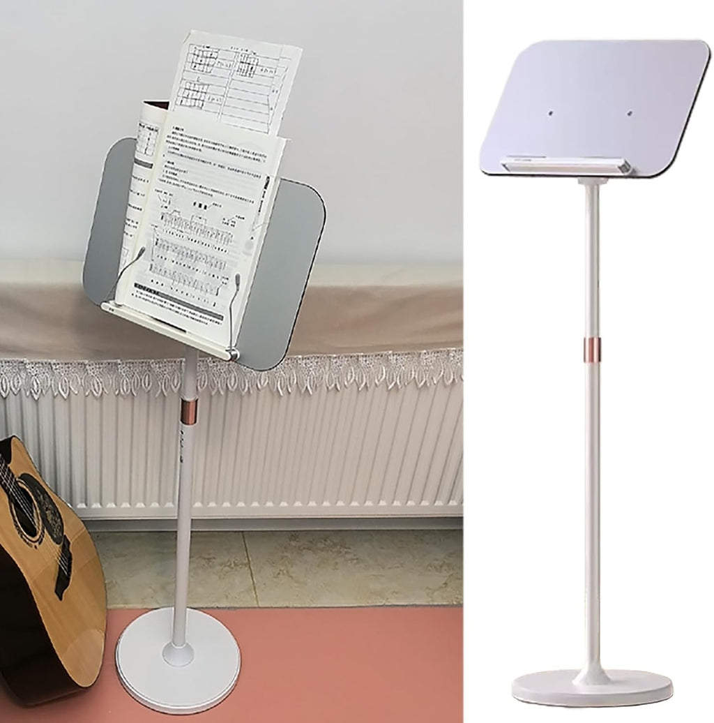 Professional Sheet Music Stand for Home, Adjustable Height Music Book Holder for Guitar, Ukulele, Violin Players, Orchestra Conductor Podium (Color : White)