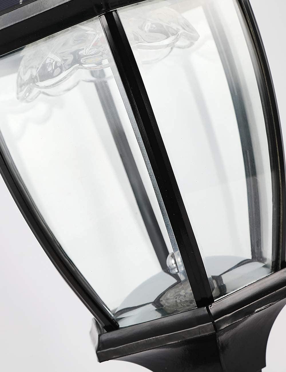 Solar Outdoor Lamp Post Light with Dusk to Dawn Photocell, Waterproof Oil-Rubbed Black Pillar Light with Clear Glass, Aluminum Solar Pole Lamp with Pier Mount for Porch, Yard. Pathway