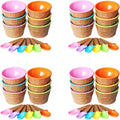 24-Piece Colorful Ice Cream Bowl & Spoon Set – Kids' Cartoon Tableware for Fun Dining