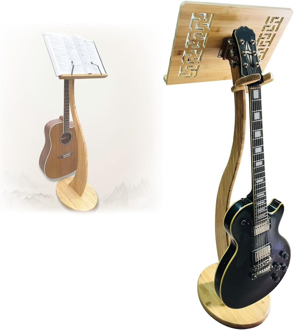 WORDFUN Bamboo Sheet Music Stand, Violin Music Stand, 340° Flip Design, Detachable, Professional Music Book Holder, Stability, for Performence, Guitar, Ukulele, Violin Players