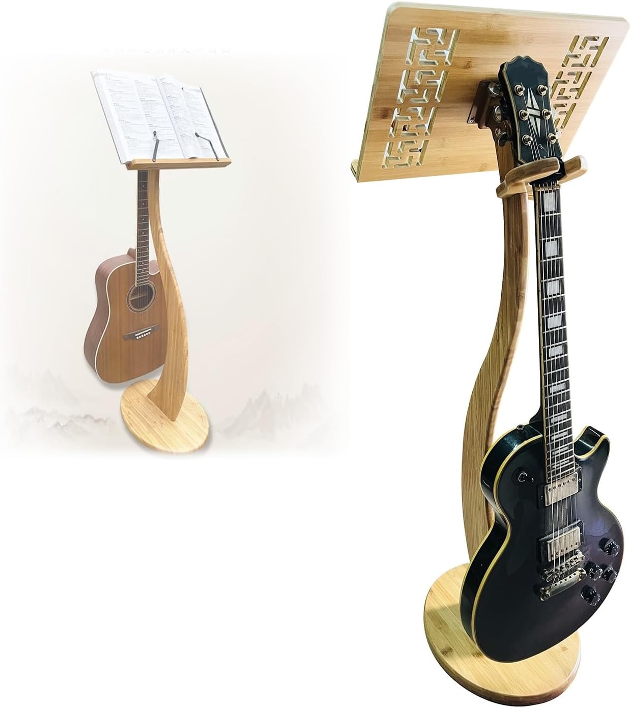 WORDFUN Bamboo Sheet Music Stand, Violin Music Stand, 340° Flip Design, Detachable, Professional Music Book Holder, Stability, for Performence, Guitar, Ukulele, Violin Players