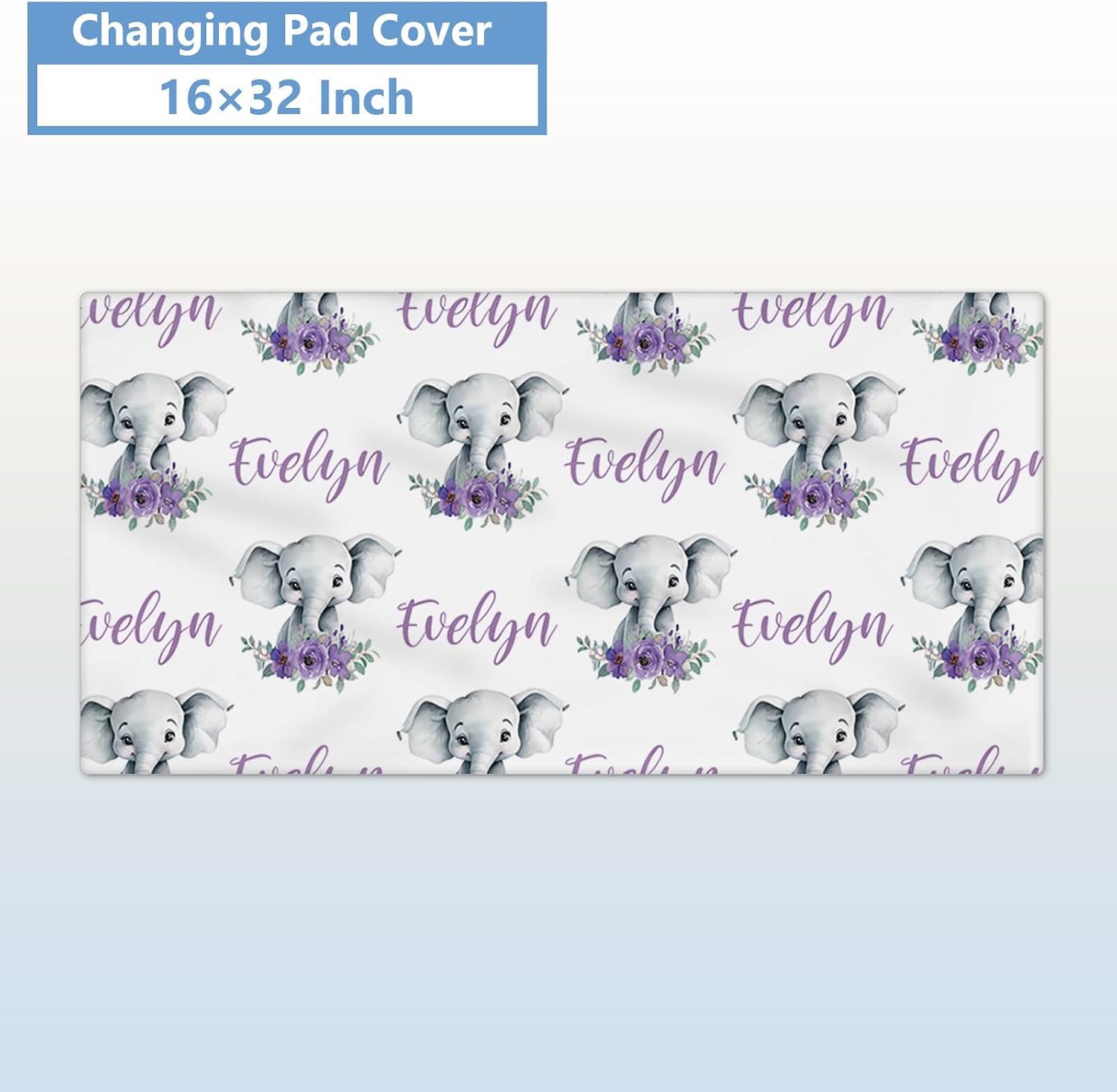 KAINSY Personalized Baby Crib Bedding Set, 5 Pcs Custom Baby Bedding Set with Name, Double Layer Baby Elephant Crib Set for Girls, Soft Flannel Nursery Bedding Set, Toddlers Infants New Parents Gift