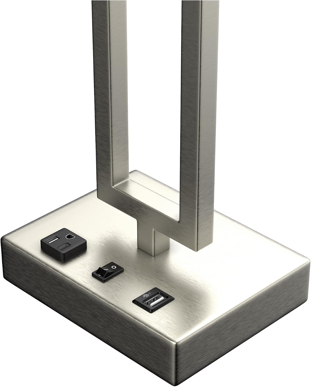 LEDMyPlace 28' Bedside Table Lamp w/ USB Port, On/Off Switch—E26 Lamp Holder—Brushed Nickel Finish & Fabric Linen Shade—Nightstand, Desk Lamp for Bedroom, Living Room, Office, Hotel Room—14'Wx28'Hx7'D