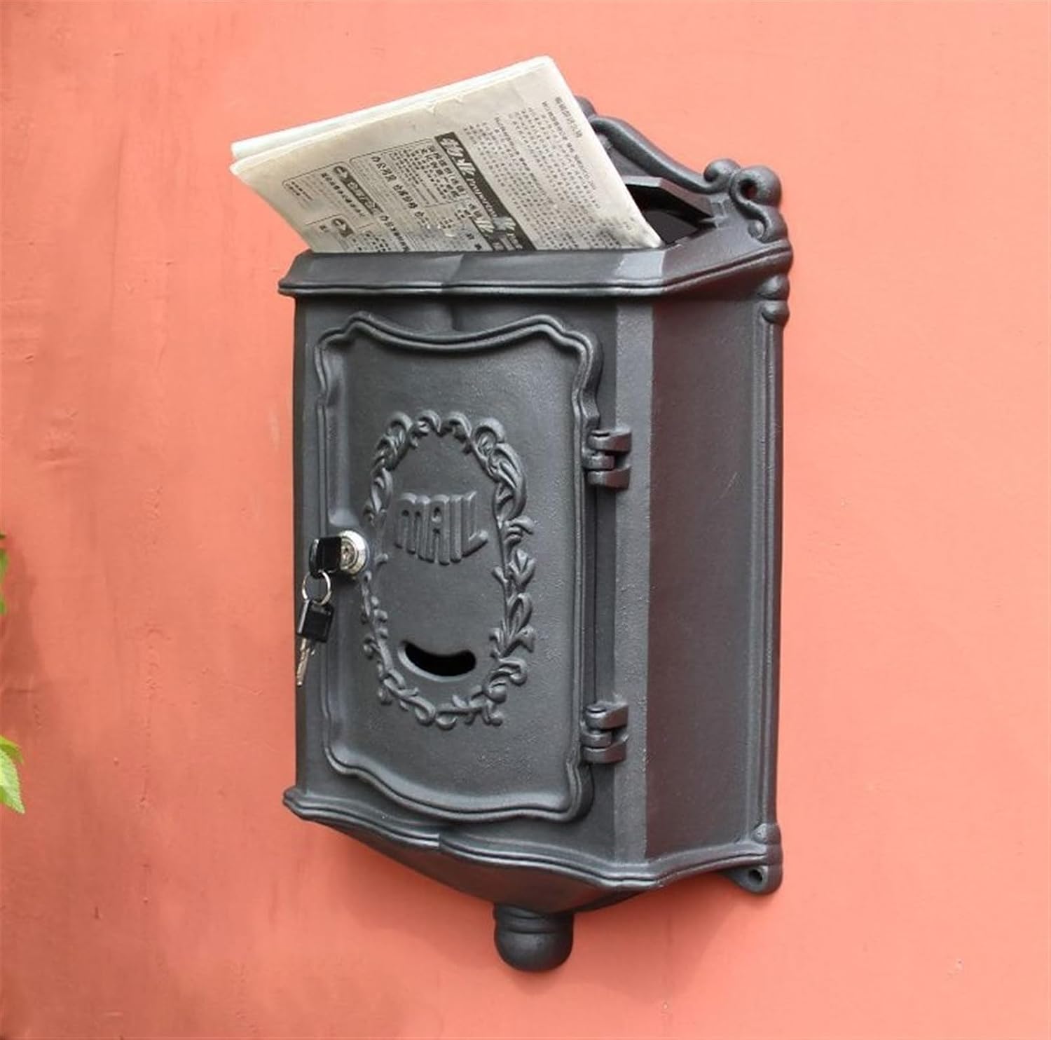 Mailbox Vintage Mailbox Lockable Post Office Box Apartment for Home Decoration Decorative(Black)