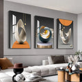 MPLONG Wall Art, Bright Style Framed Wall Art, Abstract Modern Art Shape Pattern White Blue Yellow Grey Wall Art Artfully Matching Living Room Bedroom Office Wall Decor - 20'x 28'x 3 Panels