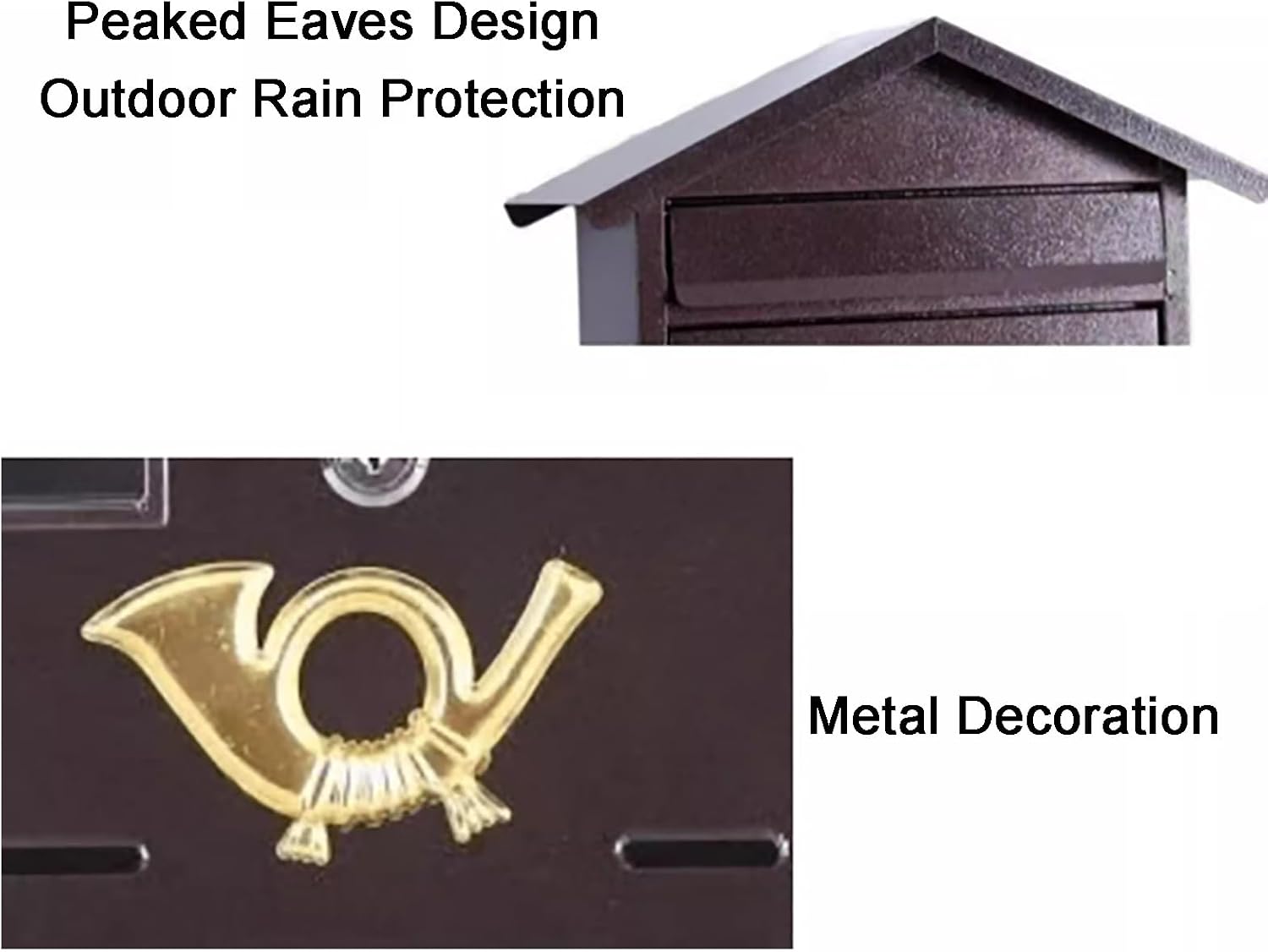 Mailboxes for Outside Locking, Vintage Wall Mount Mailbox, Galvanized Rust-Proof Metal Mailboxes, for Household, Outdoor, Garden(Red)