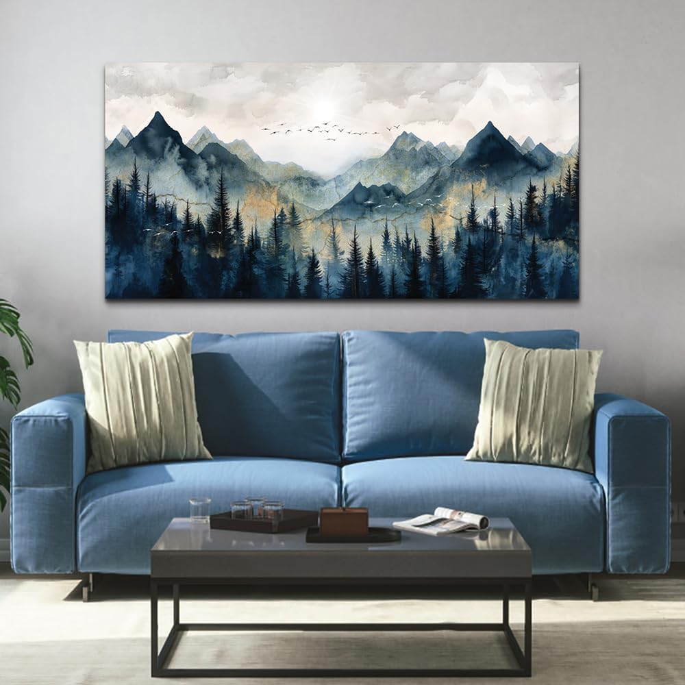 ERQINHUA Canvas Wall Decor For Bedroom Large Wall Art For Living Room Modern Office Decorations Abstract Watercolour Painting Mountain Landscape Wall Pictures Printed Artworks Home Decor 30'X60'