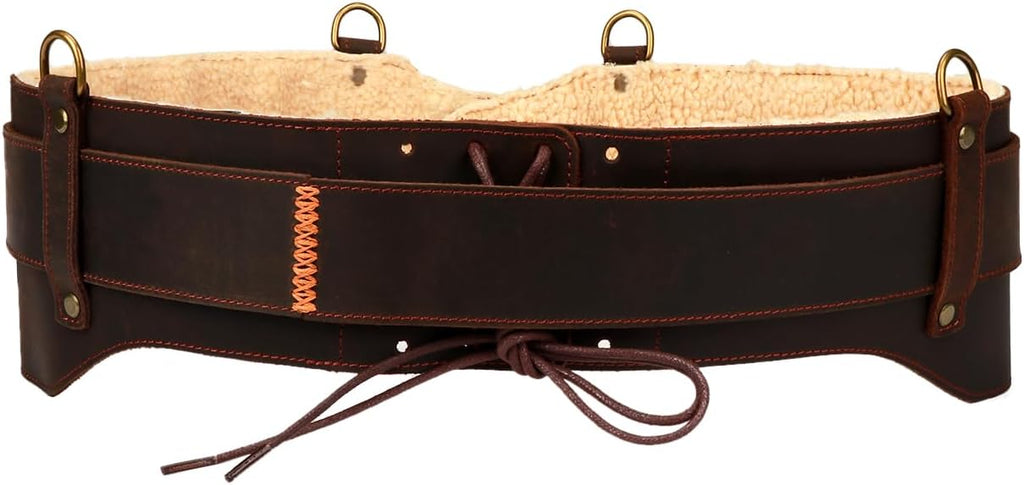 Tourbon Leather Construction Work Tool Belt with Suspenders for Men Faux Fleece Padded Heavy Duty Electrician's Combo Framing Carpenter Belts