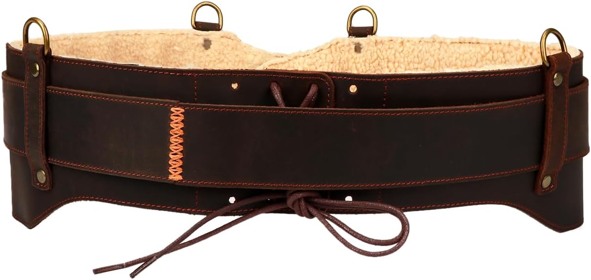 Tourbon Leather Construction Work Tool Belt with Suspenders for Men Faux Fleece Padded Heavy Duty Electrician's Combo Framing Carpenter Belts