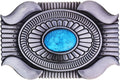 Men's Western Belt Buckle - Vintage Turquoise with Native American & Cowboy Elements