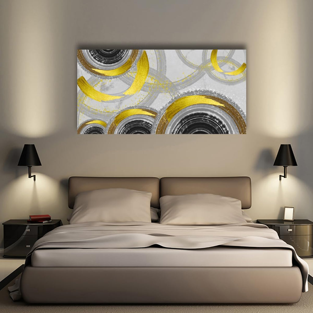 Yellow Abstract Smart Line Pictures Canvas Wall Art for Living room Bedroom Wall Decor,Smart Line Wall Art Print Paitnings for home Decor,Morden Artwork Line Drawing Canvas Art -70x35inches