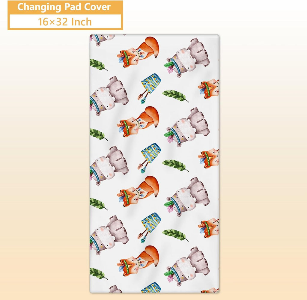 Terwex Custom Crib Bedding Set, 5 Pcs Customized Baby Crib Set with Name, Double Layer Baby Bedding Set for Girls Boys, Personalized for Nursery Infants Toddlers, Cute Animals