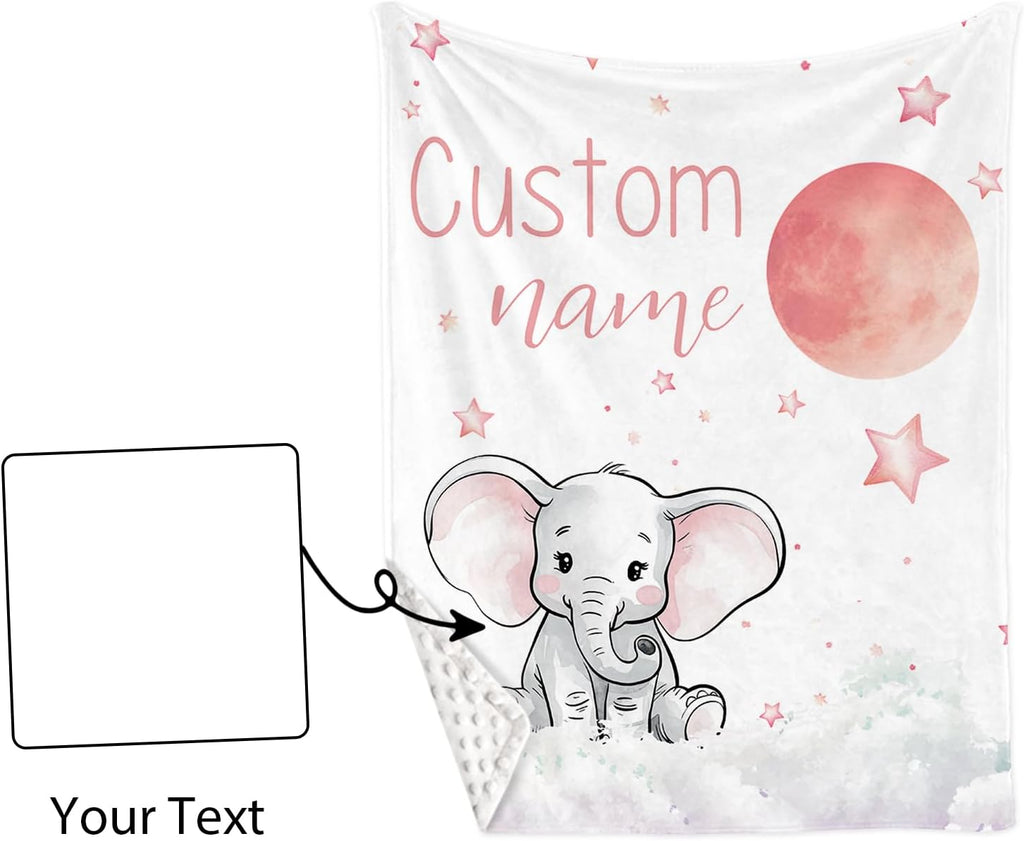 Personalized Nursery Crib Bedding Set: Custom Name 5 Piece Baby Crib Sets with Starry Sky Elephant Design - Toddler Double Layer Blanket Set, Comfortable Crib Bed Sheets for Baby Grils