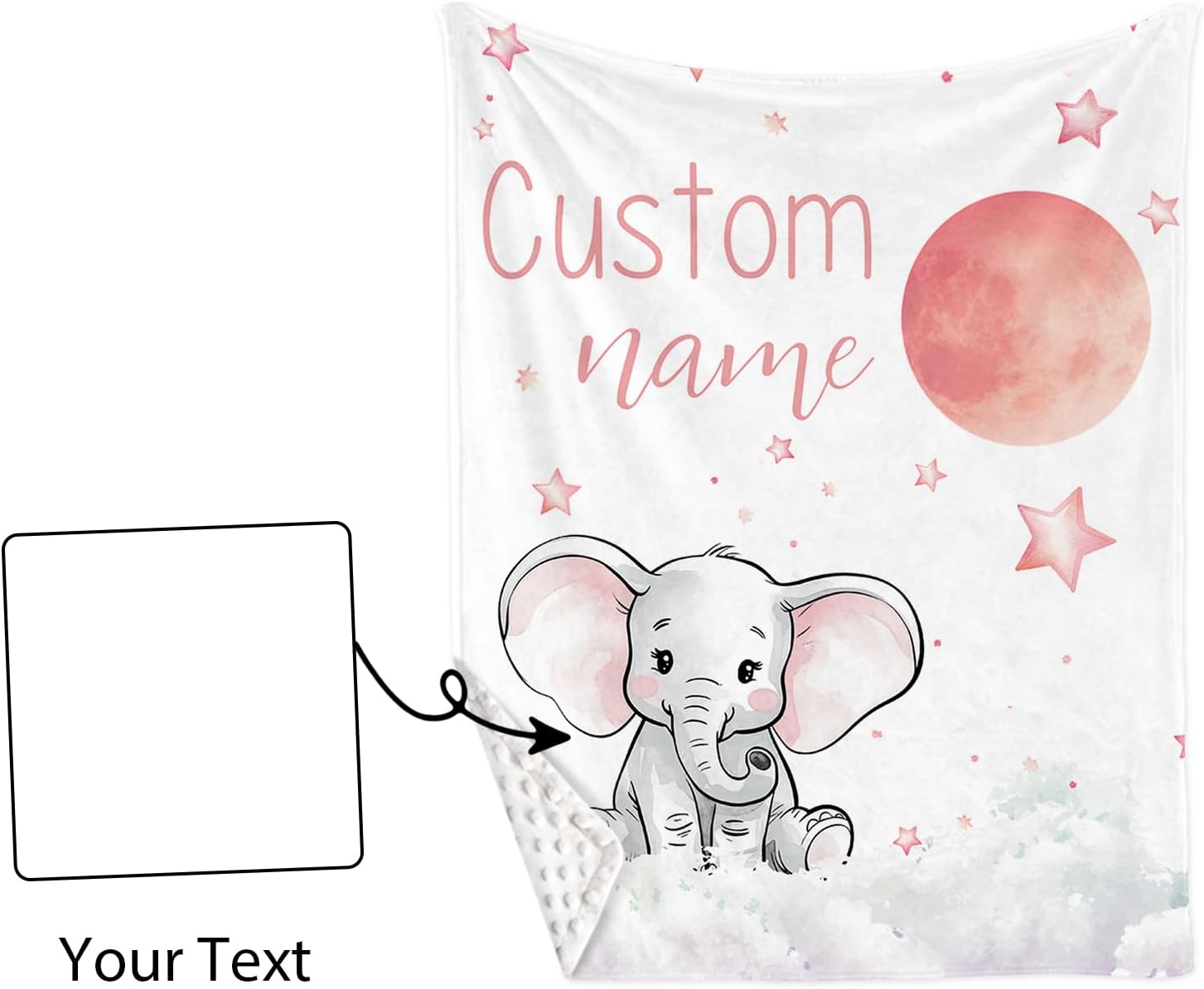 Personalized Nursery Crib Bedding Set: Custom Name 5 Piece Baby Crib Sets with Starry Sky Elephant Design - Toddler Double Layer Blanket Set, Comfortable Crib Bed Sheets for Baby Grils
