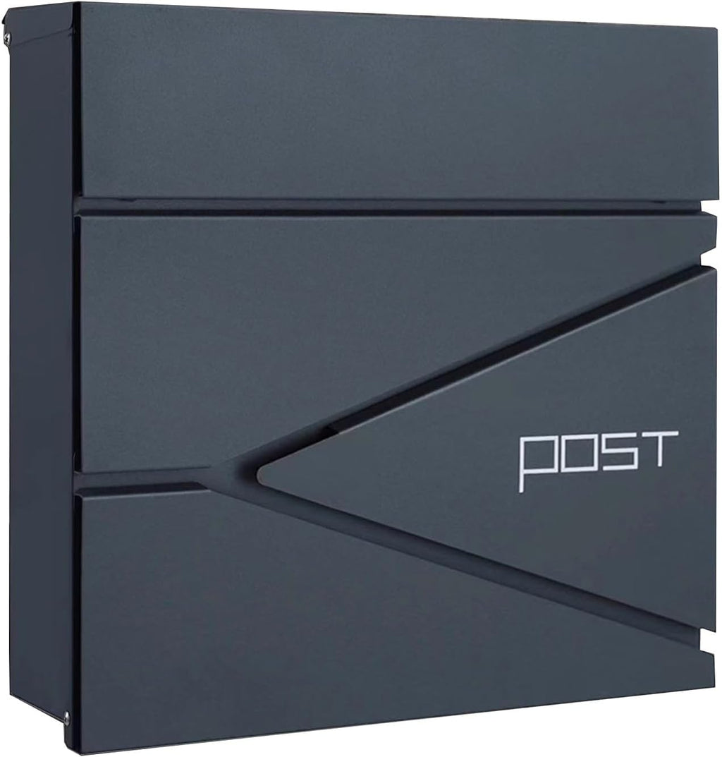 Mailboxes for Outside, Locking Wall Mount Mailboxes, Large Capacity Metal Mailbox, for Outside, Home, Office Business(Gray)