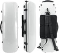 Violin Case 4/4 Full Size Carbon Fiber Material Includes Music Sheet Bag and Strap Lightweight Violin Case Ideal for Travel (White)
