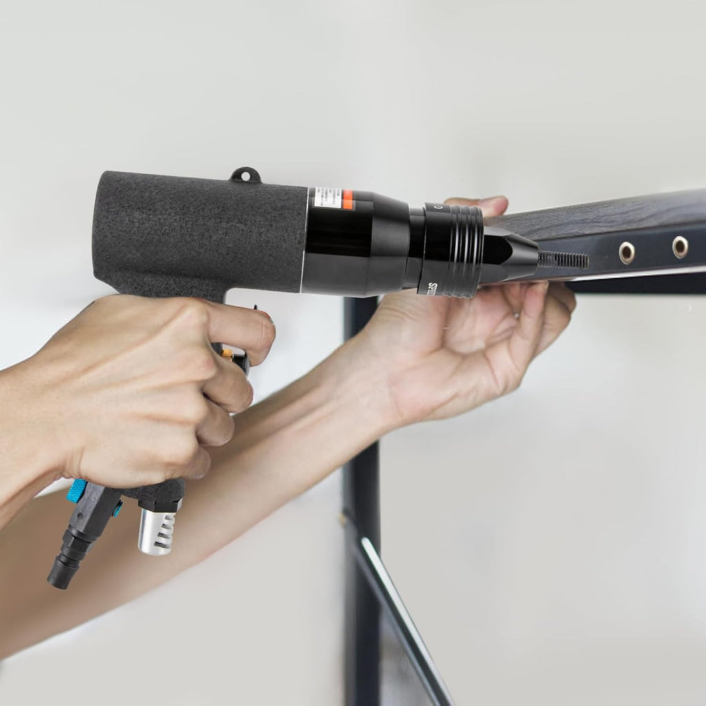 Pneumatic Rivet Nut Gun with 4 Gun Heads 10-24' 1/4' 5/16' 3/8' Air Rivet Nut Pull Setter Tool Industrial Grade Adjustable Speed Pull Rivnut Gun Professional Riveting Machine