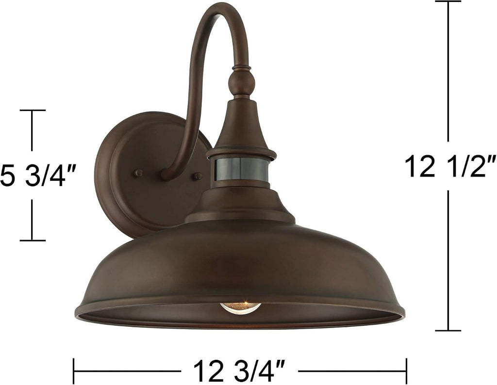 John Timberland Gough Rustic Farmhouse Outdoor Barn Light Fixture Bronze 12 1/2' Dusk to Dawn Motion Sensor for Exterior House Porch Patio Outside Deck Garage Yard Front Door Garden Home