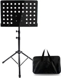 2 in 1 Dual-Use Folding Sheet Music Stand, Music Clip Holder Music Holder,with Waterproof Carrying Bag, for Violin Orchestra Conductor,Black，Black