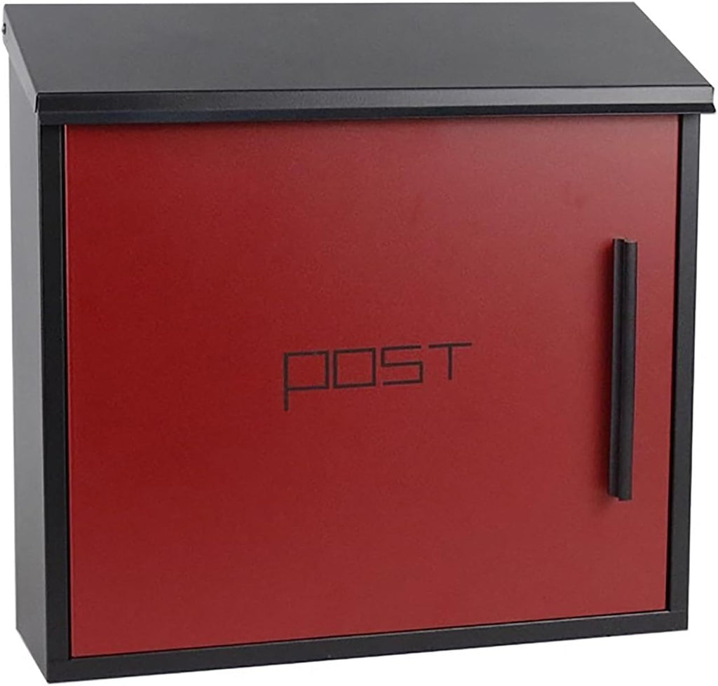 Mailboxes for Outside, Modern Design Mailbox, Large Capacity Galvanized Sheet Mail Box, with Key Lock Secure Metal Mailbox, Easy to Install(Red)