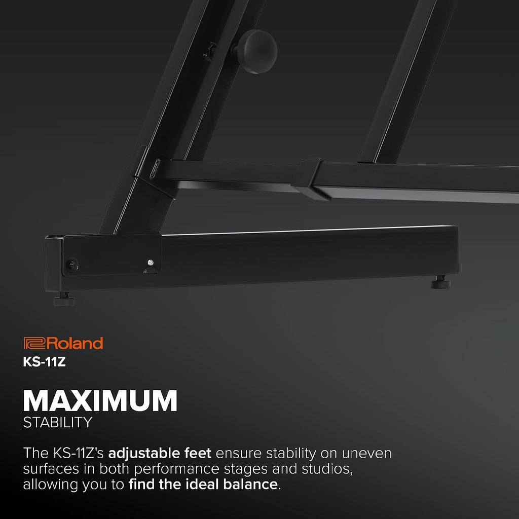 Roland KS-11Z Keyboard Stand | Heavy-Duty Z-Stand with Wide Adjustment Range for 88-Note Stage Pianos & Other Keyboards | Foldable Padded Support Arms | Easy Transport & Storage