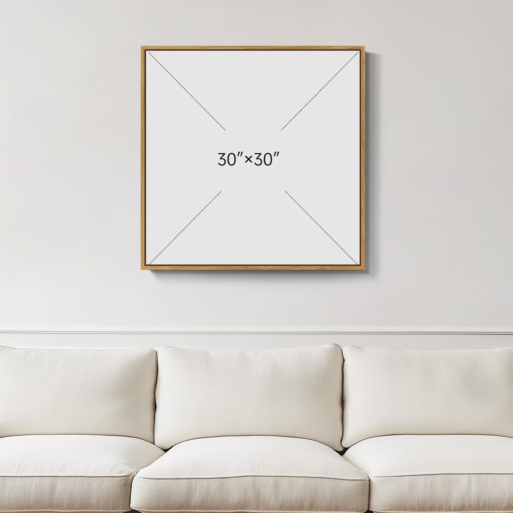 Large 3D Textured Framed White Abstract Wall Art, Square Modern Paintings Artwork for Walls, Minimalist White Geometric Block Pictures for Living Room Bedroom Office Hallway Wall Decor 30x30 In