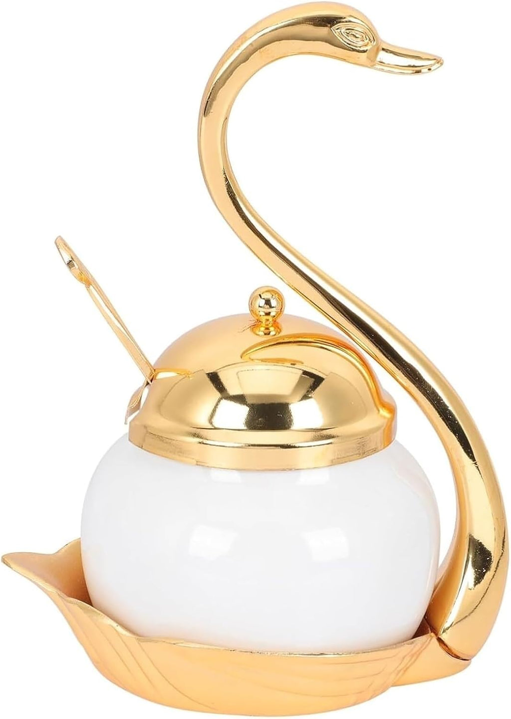 Seasoning box, Spice Jar Set Swan Condiment Container Set With Lid Spoon Metal Ceramic Sugar Bowl Seasoning Box Set Kitchen Condiment Pot Condiment Jar Spice ( Color : G ( Color : Gold , Size : 3pcs )