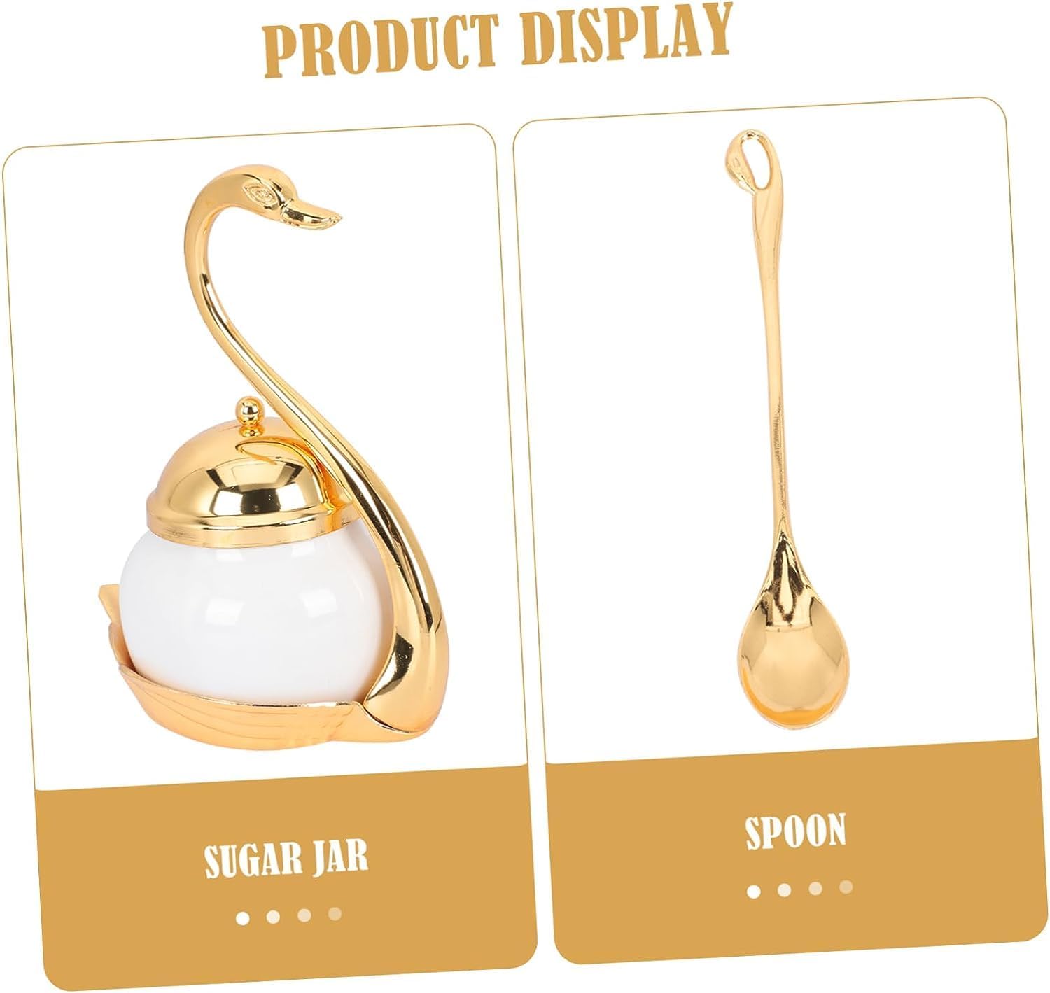 Seasoning box, Spice Jar Set Swan Condiment Container Set With Lid Spoon Metal Ceramic Sugar Bowl Seasoning Box Set Kitchen Condiment Pot Condiment Jar Spice ( Color : G ( Color : Gold , Size : 3pcs )