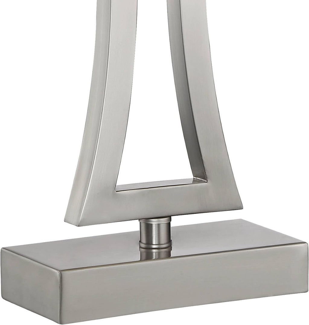360 Lighting Roxie 31' Tall Large Modern End Table Lamps Set of 2 with Smart Sockets Brushed Nickel Finish Sculptural Metal Living Room Bedroom Bedside Nightstand House Office Off-White Shade