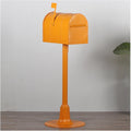 Handmade Iron Mailbox Outdoor Rainproof Mailboxes Flip-top Send Opening Full-Open Door Design Vertical Parcel Boxes with Rod