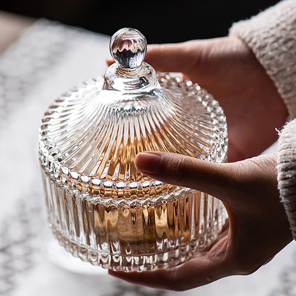 Fruit Basket 2Pcs Crystal Glass Candy Cup Creative Living Room Candy Jar Dried Fruit Plate Sugar Bowl Fruit Bowl with Lid Fruit Cup Snack Box Fruit Bowl/Fruit Bowls Jars