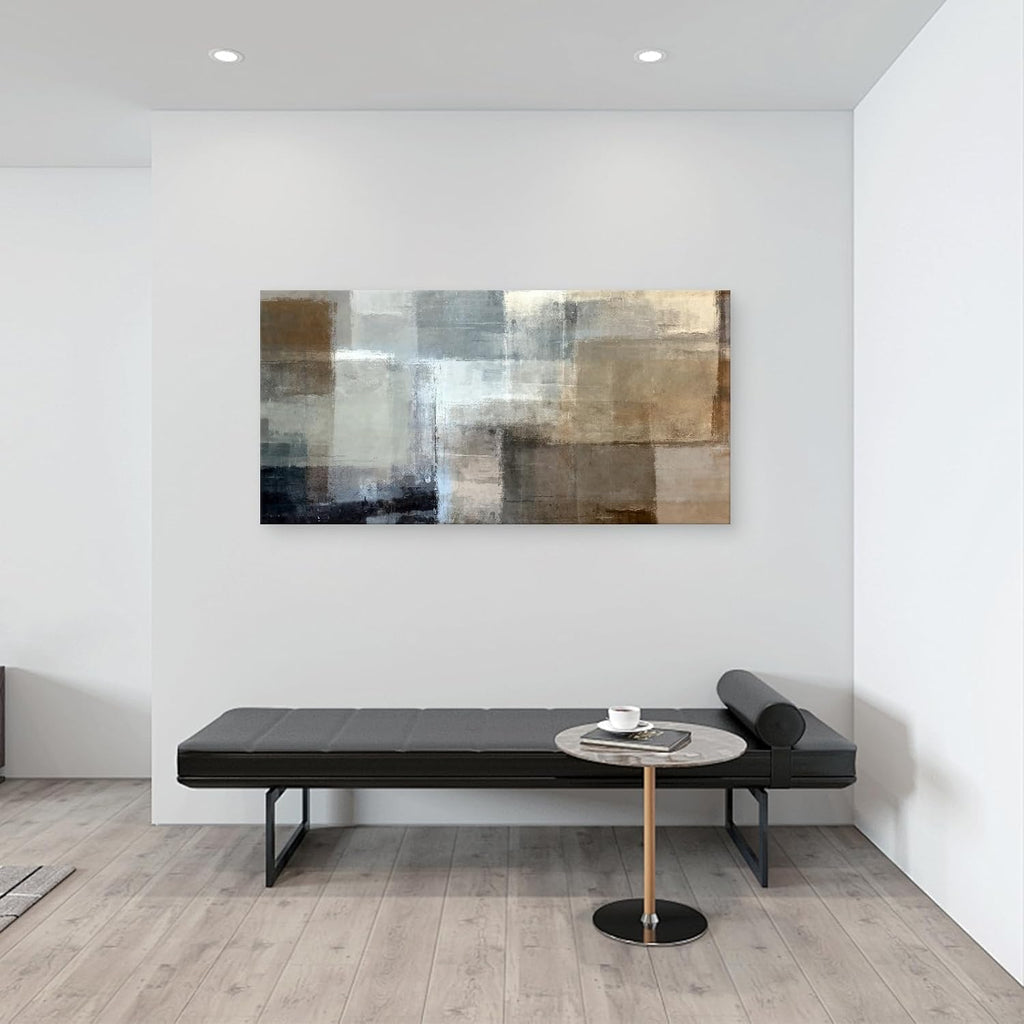 Baisuart A61298 Canvas Prints Abstract Wall Art Print Paintings Grey and Brown Stretched Canvas Wooden Framed for Living Room Bedroom and Office Home Decor Artwork