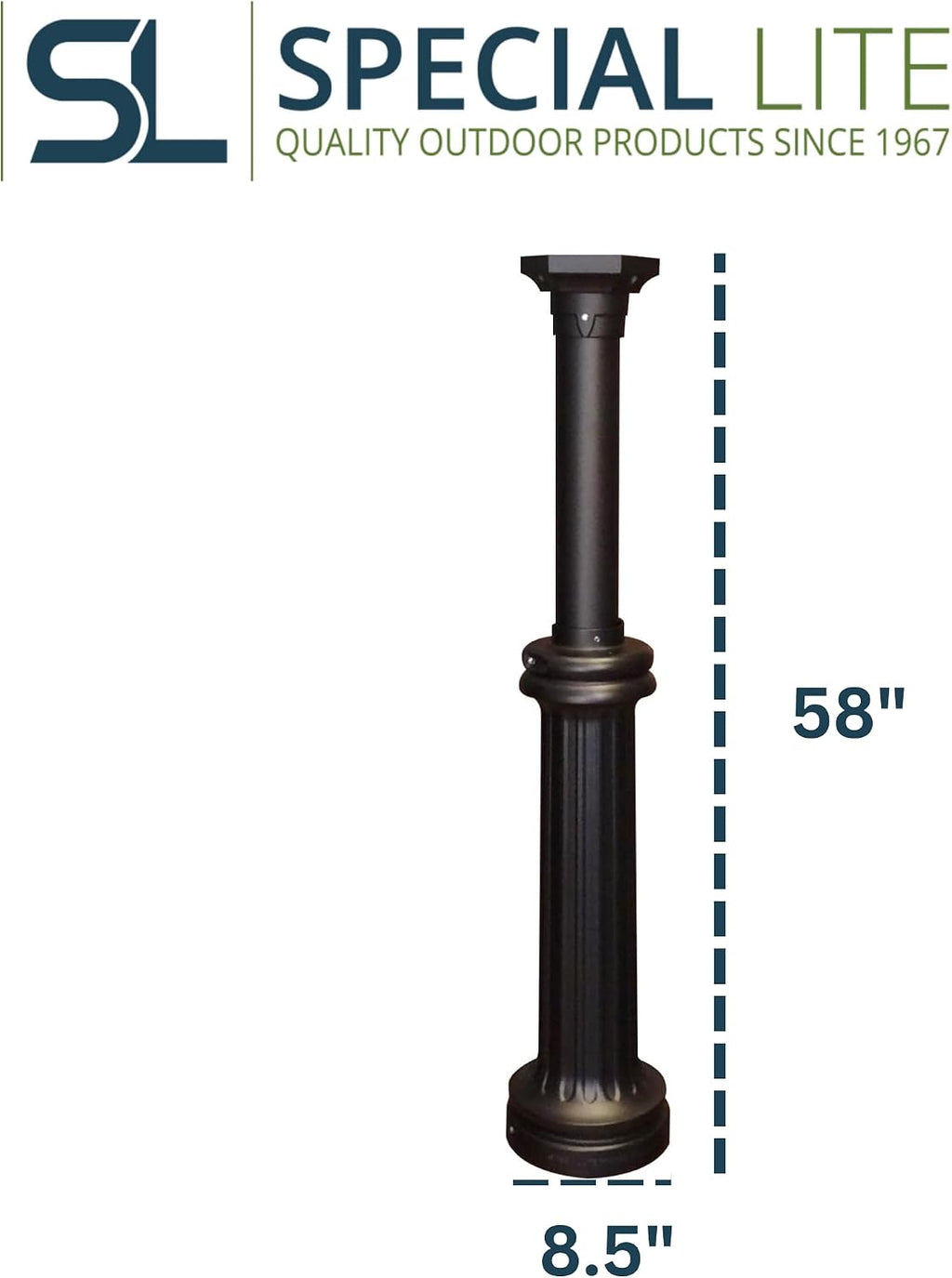 Special Lite Bradford Mailbox Post - Black Cast Aluminum Post for Curbside Mailbox - SPK-590-BLK
