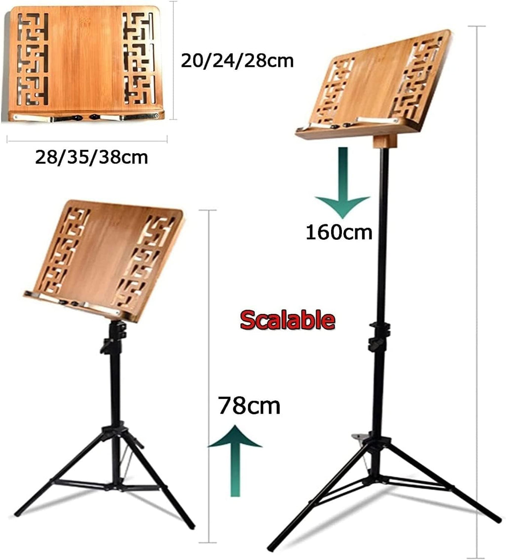 Solid Wood Music Stands Adjustable Height Folding Music Holder with Tripod Base for Guitar Violin Sheet Music Stands (A 28x38cm)